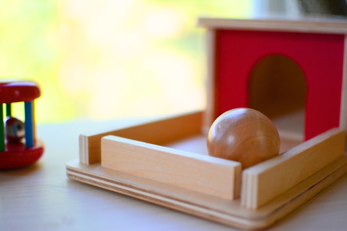 wooden montessori object permanence box