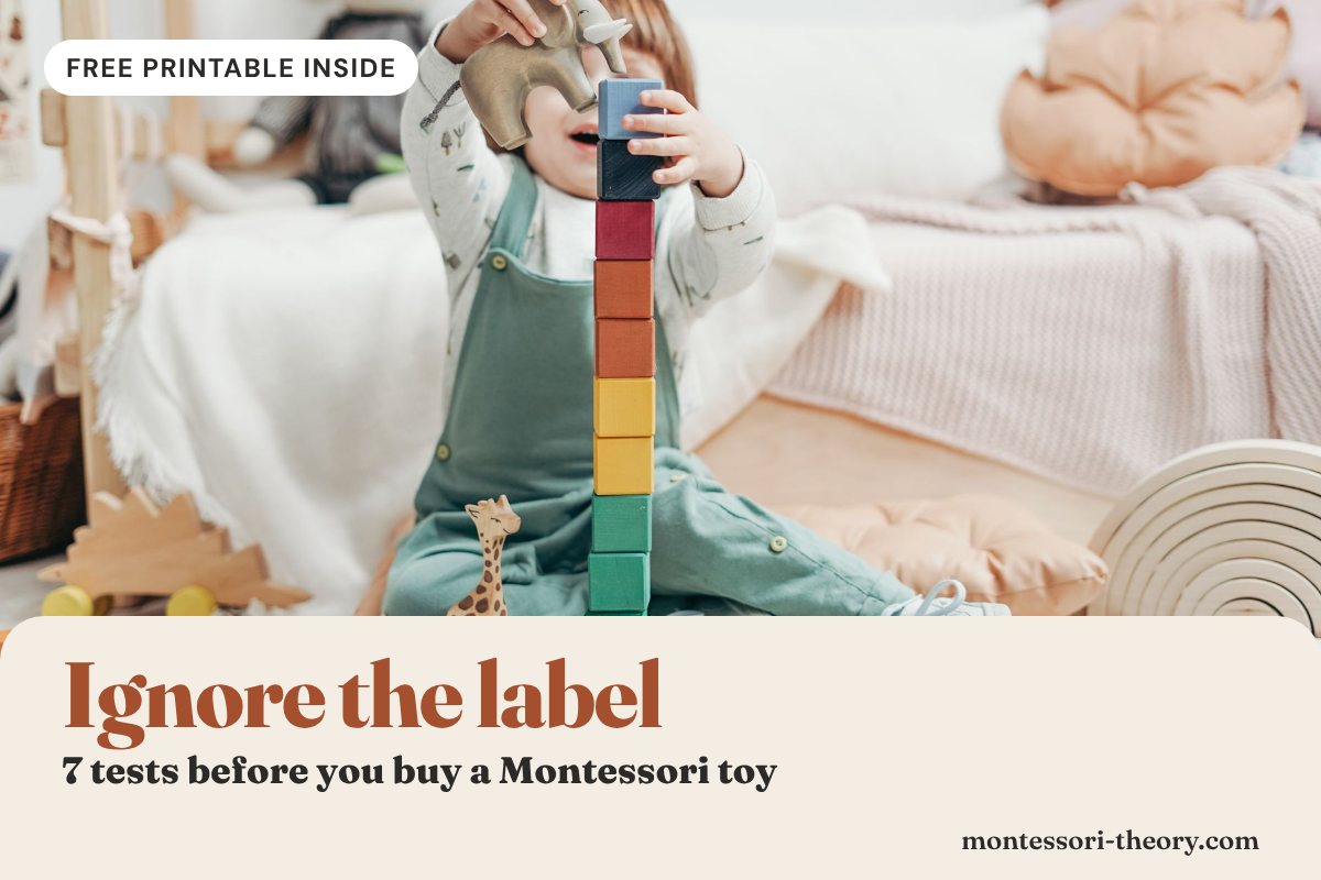 Toddler stacking colorful wooden blocks into a tall tower