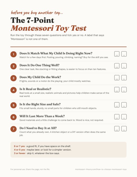 Preview of the 7-point Montessori toy test printable